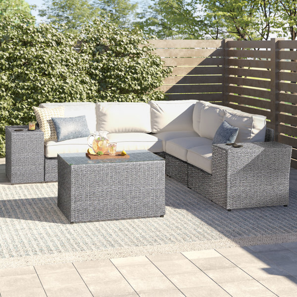 Sol 72 Outdoor™ Almyra Rattan Wicker Fully Assembled 4 Person Seating